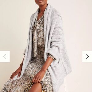 Anthropologie Cozy Grey Cardigan – Oversized Knit Sweater – Women’s M